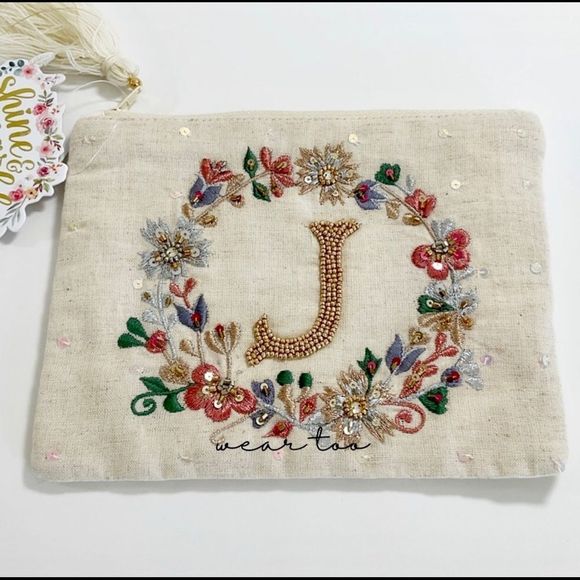Boutique Vintage Boho Glamour Sequin Embroidered Monogrammed Bag with J,… - Picture 7 of 9